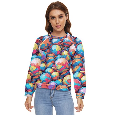 Pattern Seamless Balls Colorful Rainbow Colors Women s Long Sleeve Raglan Tee by 99art