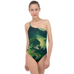 Landscape Scenery Nature Artwork Classic One Shoulder Swimsuit by 99art