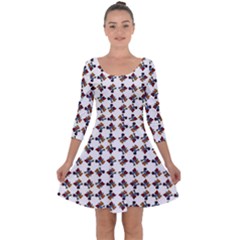 Mixed Abstract Colors Pattern Quarter Sleeve Skater Dress by dflcprintsclothing