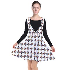 Mixed Abstract Colors Pattern Plunge Pinafore Dress