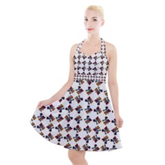 Mixed Abstract Colors Pattern Halter Party Swing Dress  by dflcprintsclothing