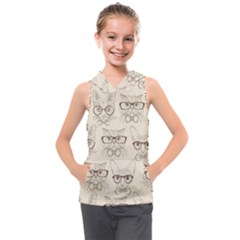 Seamless Pattern Hand Drawn-cats-with Hipster Accessories Kids  Sleeveless Hoodie by Vaneshart