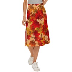 Wallpaper Background Autumn Fall Midi Panel Skirt by Vaneshart