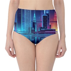 Digital Art Artwork Illustration Vector Buiding City Classic High-waist Bikini Bottoms by 99art