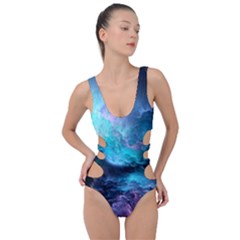 Abstract Graphics Nebula Psychedelic Space Side Cut Out Swimsuit by 99art