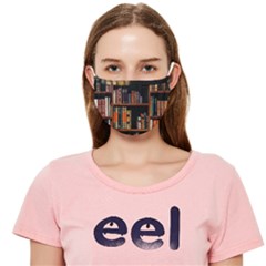 Assorted Title Of Books Piled In The Shelves Assorted Book Lot Inside The Wooden Shelf Cloth Face Mask (adult) by 99art