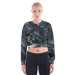 Architectural Design Abstract 3d Neon Glow Industry Cropped Sweatshirt by 99art