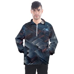 Architectural Design Abstract 3d Neon Glow Industry Men s Half Zip Pullover by 99art