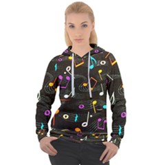 Assorted Color Musical Notes Wallpaper Fabric Women s Overhead Hoodie by 99art