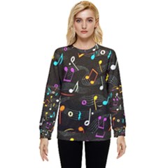 Assorted Color Musical Notes Wallpaper Fabric Hidden Pocket Sweatshirt by 99art