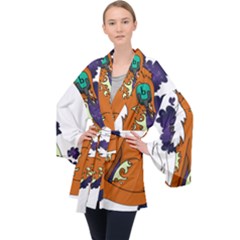 Fuchs-comic-music-wild-animal-cute Long Sleeve Velvet Kimono  by 99art