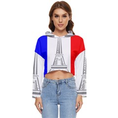 Eiffel-tower-france-flag-tower- Women s Lightweight Cropped Hoodie by 99art