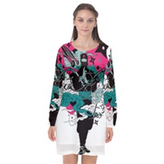 Japan Ninja-japanese-samurai-color- Long Sleeve Chiffon Shift Dress  by 99art