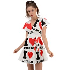 I Love Durian Flutter Sleeve Wrap Dress by ilovewhateva