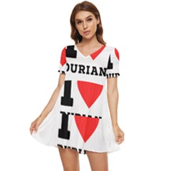 I Love Durian Tiered Short Sleeve Babydoll Dress by ilovewhateva