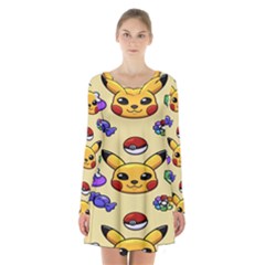 Pikachu Long Sleeve Velvet V-neck Dress