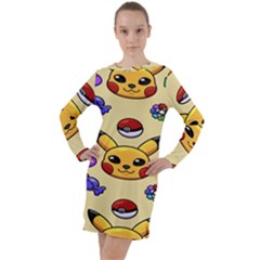 Pikachu Long Sleeve Hoodie Dress by artworkshop