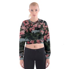 Pink Peony  Flower Cropped Sweatshirt