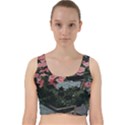 Pink Peony  Flower Velvet Racer Back Crop Top View1