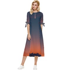 Sky Gradient Bow Sleeve Chiffon Midi Dress by artworkshop