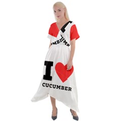 I Love Cucumber Cross Front Sharkbite Hem Maxi Dress