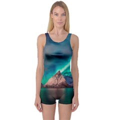 Amazing Aurora Borealis Colors One Piece Boyleg Swimsuit by B30l