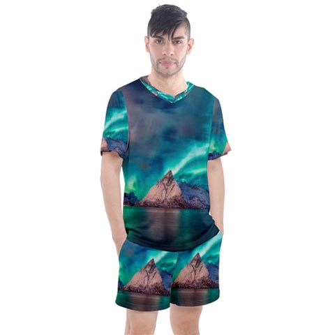 Amazing Aurora Borealis Colors Men s Mesh Tee And Shorts Set by B30l