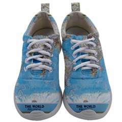 Blue White And Green World Map National Geographic Mens Athletic Shoes by B30l