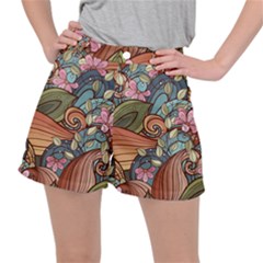 Multicolored Flower Decor Flowers Patterns Leaves Colorful Women s Ripstop Shorts by B30l