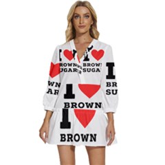 I Love Brown Sugar V-neck Placket Mini Dress