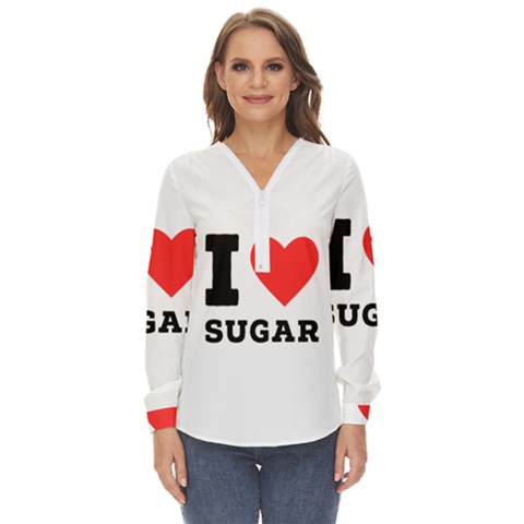 I Love Sugar  Zip Up Long Sleeve Blouse by ilovewhateva