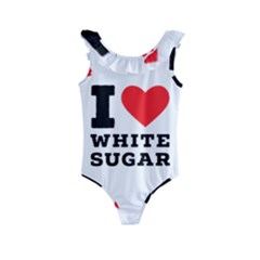 I Love White Sugar Kids  Frill Swimsuit by ilovewhateva