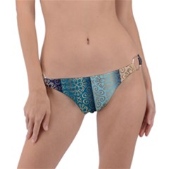 Gold Pattern Texture Golden Ornament Ring Detail Bikini Bottoms