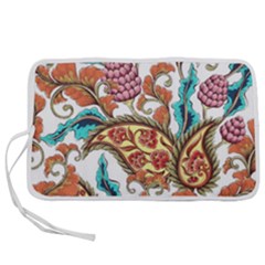 Flowers Pattern Texture White Background Paisley Pen Storage Case (l) by danenraven