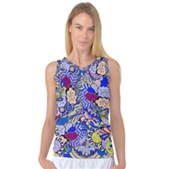 Blue Yellow Background Pattern Vector Texture Paisley Women s Basketball Tank Top by danenraven