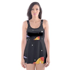 Cosmos Rockets Spaceships Ufos Skater Dress Swimsuit by Cowasu