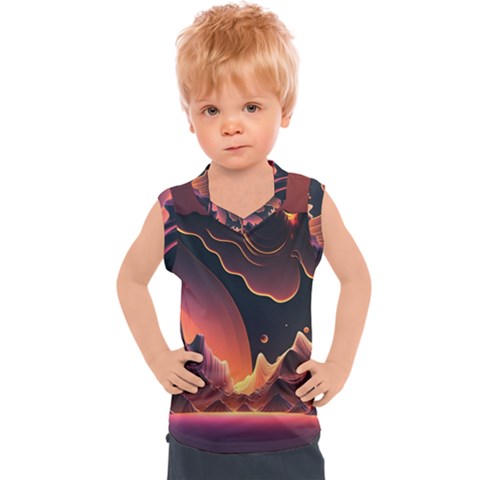 Fire Flame Burn Hot Heat Light Burning Orange Kids  Sport Tank Top by Cowasu