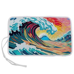 Ai Generated Waves Ocean Sea Tsunami Nautical Blue Sea (2) Pen Storage Case (l)