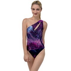 Landscape Landscape Painting Purple Purple Trees To One Side Swimsuit