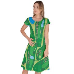 Golf Course Par Golf Course Green Classic Short Sleeve Dress by Cowasu