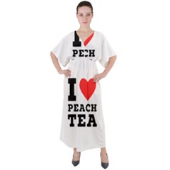 I Love Peach Tea V-neck Boho Style Maxi Dress by ilovewhateva