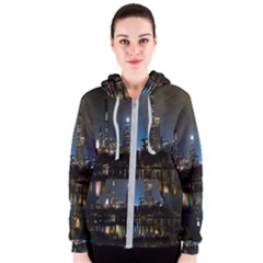 New York Night Central Park Skyscrapers Skyline Women s Zipper Hoodie by Cowasu