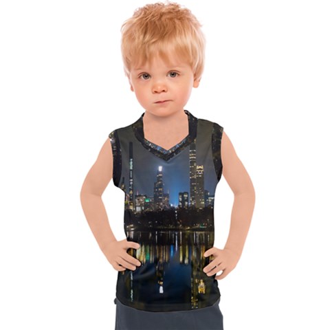 New York Night Central Park Skyscrapers Skyline Kids  Sport Tank Top by Cowasu