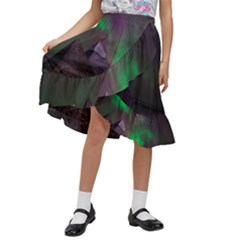 Fantasy Pyramid Mystic Space Aurora Kids  Ruffle Flared Wrap Midi Skirt by Cowasu