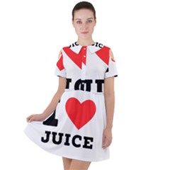 I Love Juice Short Sleeve Shoulder Cut Out Dress 