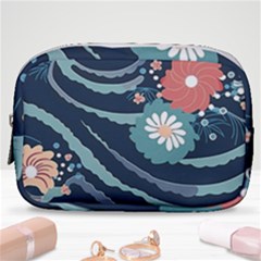 Waves Flowers Pattern Water Floral Minimalist Make Up Pouch (small) by danenraven