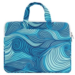 Ocean Waves Sea Abstract Pattern Water Blue Macbook Pro 16  Double Pocket Laptop Bag  by danenraven