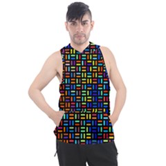 Geometric Colorful Square Rectangle Men s Sleeveless Hoodie