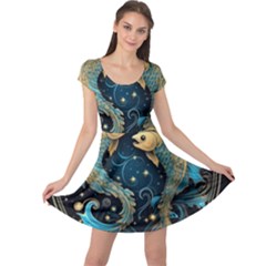 Fish Star Sign Cap Sleeve Dress by Bangk1t