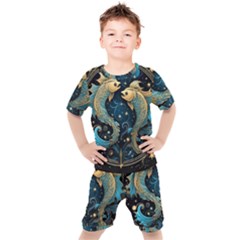 Fish Star Sign Kids  Tee And Shorts Set by Bangk1t